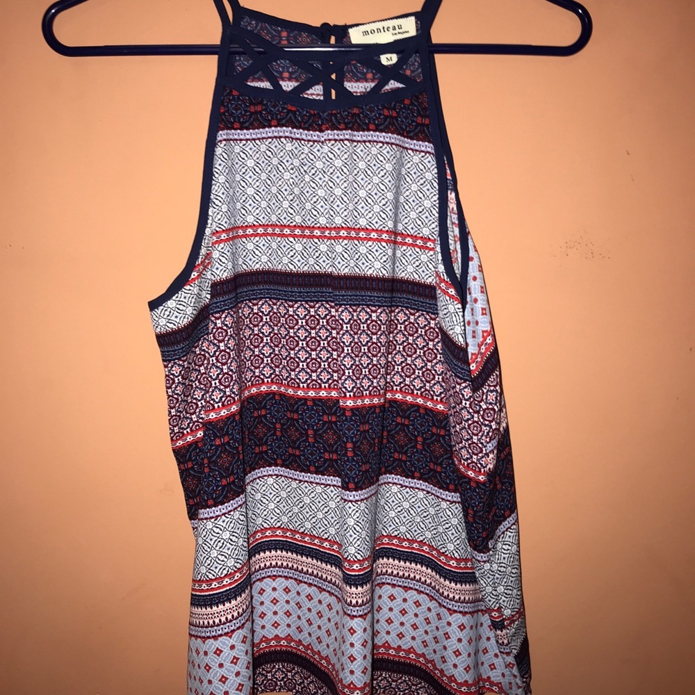 Red blue and white tank top